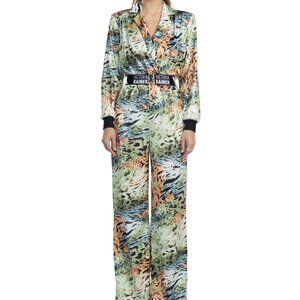 Animal Print Long Sleeve Jumpsuit-Blazer – Multicolour